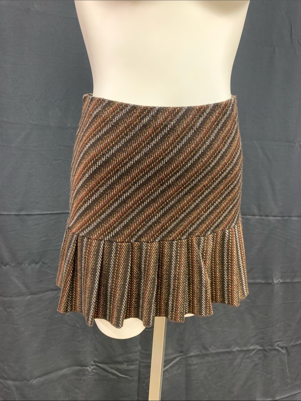 Cute Brown Tan Pleated Bottom Elastic Waist Skirt